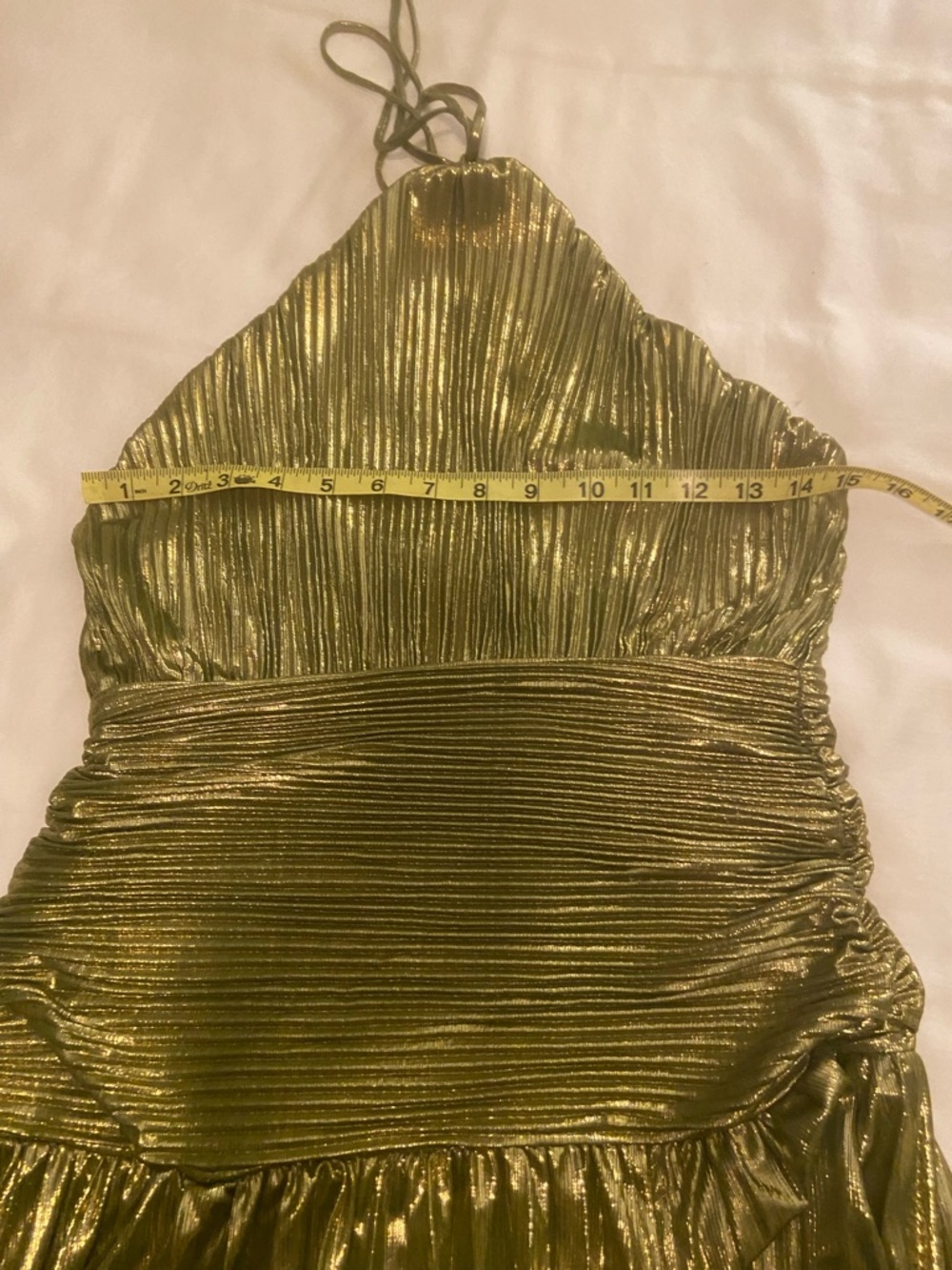 Retrofete Thalia Style Green Metallic Halter Evening Gown - Picture 9 of 16